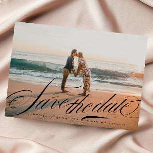 Save The Date Calligraphie noire élégante et officielle Code QR 