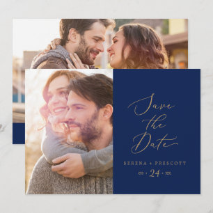 Save The Date Calligraphie Or Délicate Photo de la marine