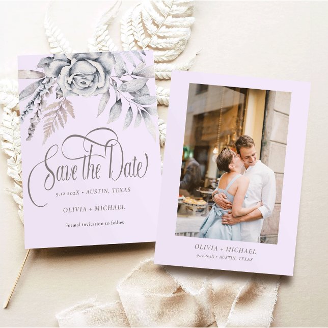 Save The Date Calligraphie Pastel Fleur beige Enregistrer la dat (Créateur téléchargé)