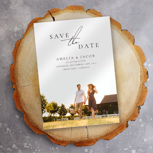 Save The Date Calligraphie Photo Mariage minimal Enregistrer la  (Créateur téléchargé)