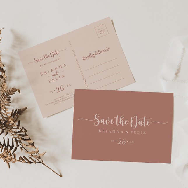 Save The Date Calligraphie Terracotta Mariage horizontal (Créateur téléchargé)