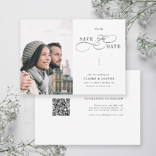 Save The Date Calligraphie Tourbillonnant romantique QR Code Mar