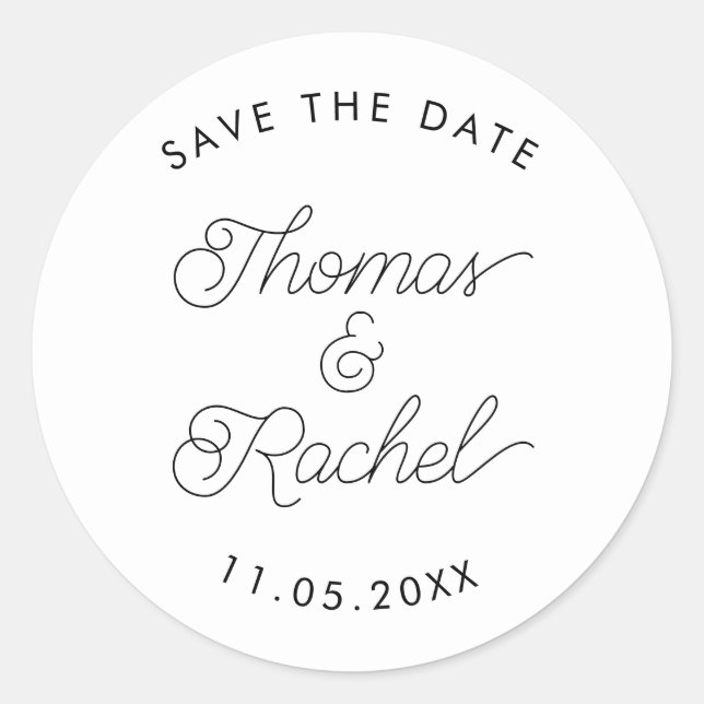 Save the Date Calligraphy Script Envelope Seal (Front)
