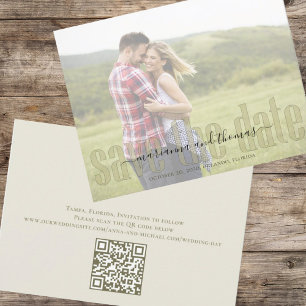 Save The Date Calligraphy Vellum Simple Elegant Photo QR Code