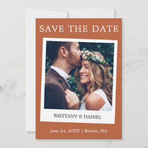 Save The Date Caméra instantanée Style Couple Photo Terracotta