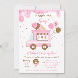 Save The Date Camion de crème glacée 5e 4e anniversaire Invitati