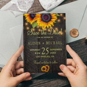 Save The Date Campagne tournesol grange bois mariage imprimable