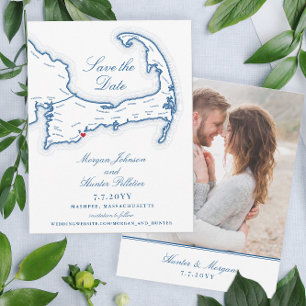 Save The Date Cape Cod Map Élégante Destination Mariage