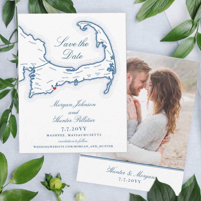 Save The Date Cape Cod Map Élégante Destination Mariage (These Elegant Cape Cod Save the Dates are perfect for your destination wedding on the Cape!)