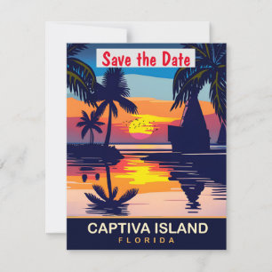 Save The Date Captiva Island, Floride, Travel Postcard,