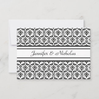 Save the Date Card in Stylish Black & White Damask