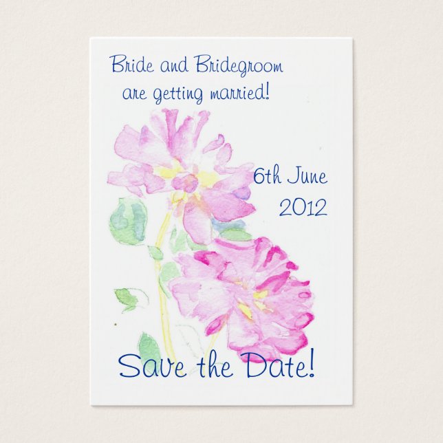'Save the Date' Card, Romantic Pink Roses (Front)