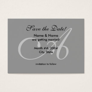 Save the Date card with A monogram