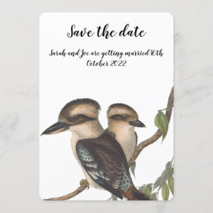 Save the date card with Australian kookaburras