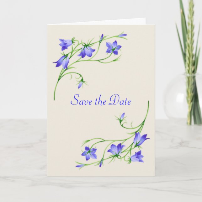 Save the Date Card with bluebell flowers (Front)