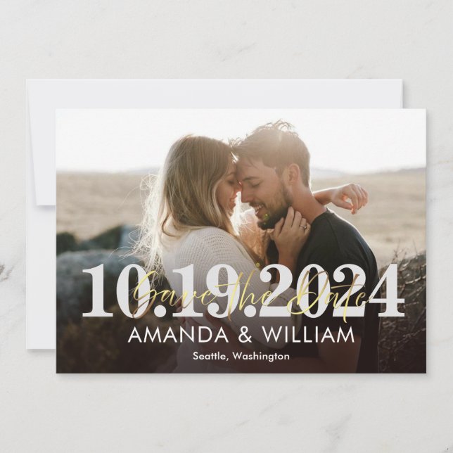 Save the Date card with Photo Wedding Announcement (Front)