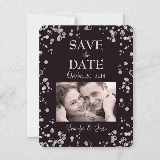 Save The Date Card with Picture - Champagne Bubble (Front)