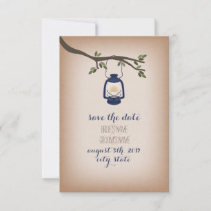 Save The Date Cardstock Inspiré Blue Camp Lanterne Enregistrer L