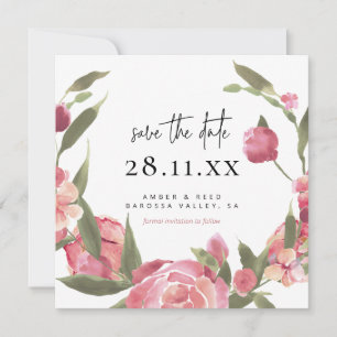 Save The Date Carré botanique de couronnes florales roses Enregi