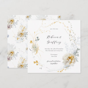 Save The Date Carré de calligraphie florale délicieuse en fleurs