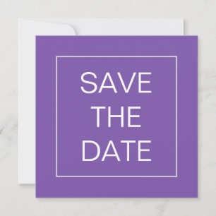 Save The Date Carré de Mariage de bordure simple ligne violet