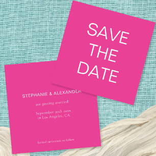 Save The Date Carré de Mariage rose chaud en texte simple