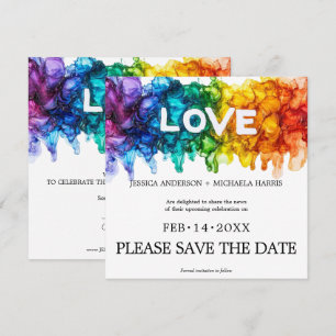 Save The Date 🌈 🐦 Carré Mariage LGBTQ Peint Avec Amour 