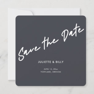 Save The Date Carré moderne minimaliste à script gris Mariage