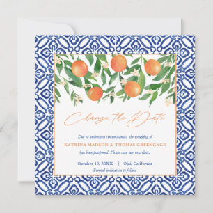 Save The Date Carreaux Bleus Positano Oranges Douces Changement 