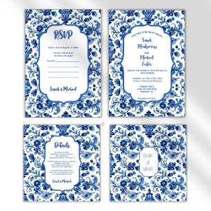 Save The Date Carrelage bleu portugais méditerranéen