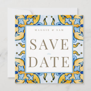 Save The Date Carrelage méditerranéen Mariage Carré Enregistrer 