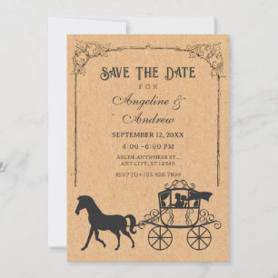 Save The Date Carrosse vintage avec cheval