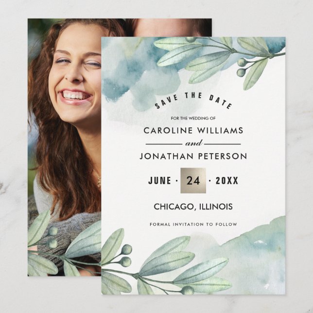 Save the date. Carte photo sur mesure du Mariage b (Devant / Derrière)