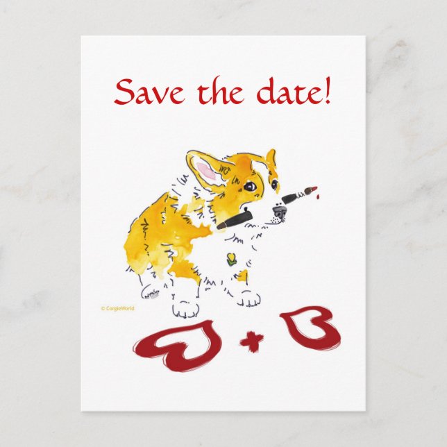 Save the date! Carte postale Corgi (Devant)