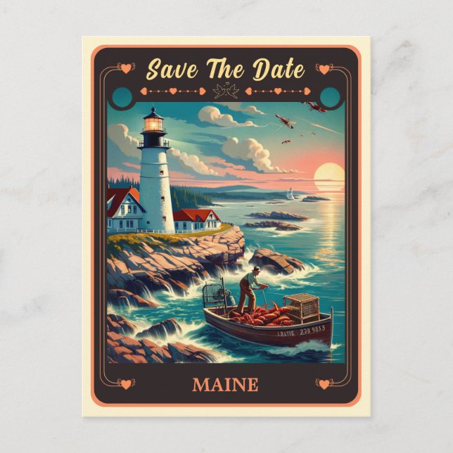 Save the date | Carte postale Invitation Maine (Devant)