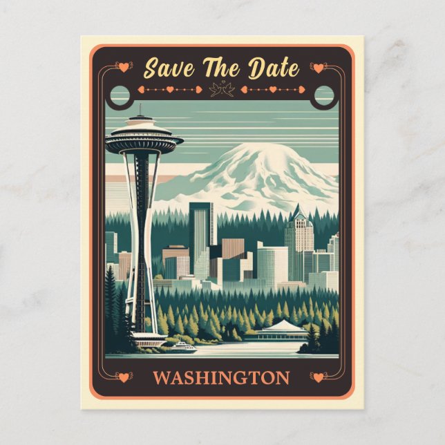 Save the date | Carte postale Invitation Washingto (Devant)