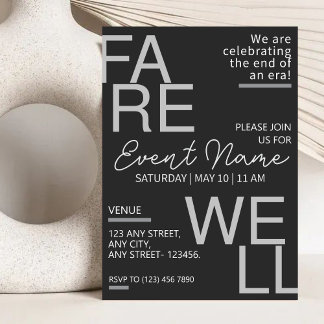 Save The Date Carton d'invitation de départ moderne gris neutre