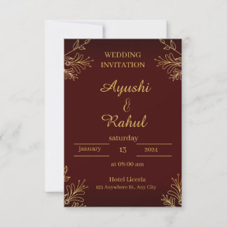 Save The Date Carton d'invitation de mariage avec aspect feuille