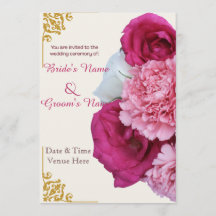 Carton d'invitation de mariage floral or luxe et r