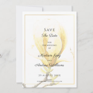 Save The Date Carton d'invitation élégant de Magnolia jaune pour