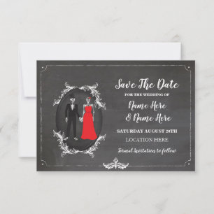 Save The Date Carton d'invitation gothique Squelettes Crânes Enr