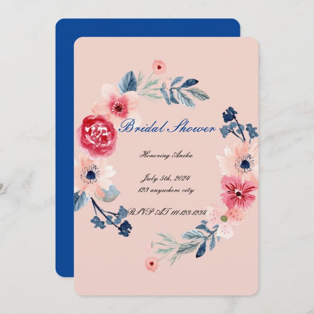 SAVE THE DATE CARTON D'INVITATION POUR MARIAGE THÈME FLEURS ROSE (Devant / Derrière)