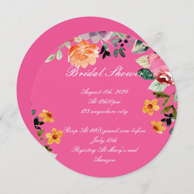 SAVE THE DATE CARTON D'INVITATION POUR MARIAGE THÈME FLEURS ROSE (Devant / Derrière)