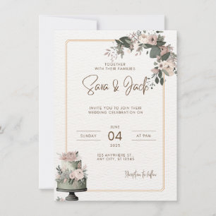 Save The Date Cartons d'invitation de mariage floraux Vert Sauge