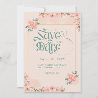 Save The Date Cartons d'invitation "Save the Date" à fleurs rose