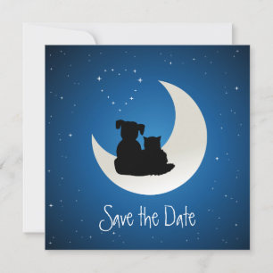 Save The Date Cartoon Chat et Chien Âmes Sœurs Sauvegarder la Da