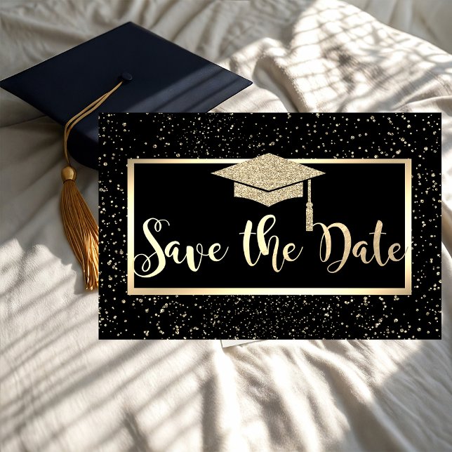 Save The Date Casquette de remise des diplômes Paillettes dorées (Créateur téléchargé)