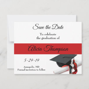 Save The Date Casquette noire et rouge et Tassel personnalisé