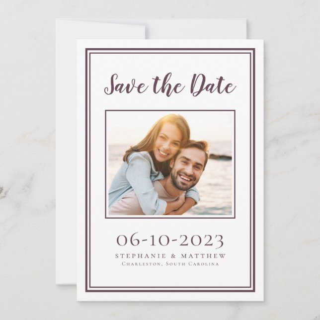 Save The Date Cassis Modern Mariage Photo Simple Fiançailles (Devant)