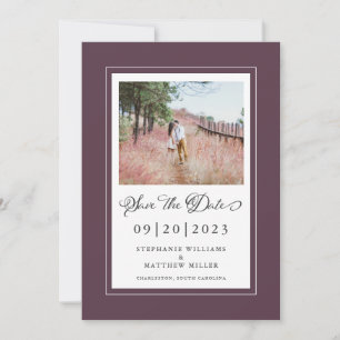 Save The Date Cassis Purple Borders Photo Enregistrer La Date Ma